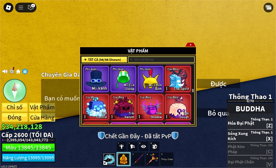  - 6 quả đỏ max level