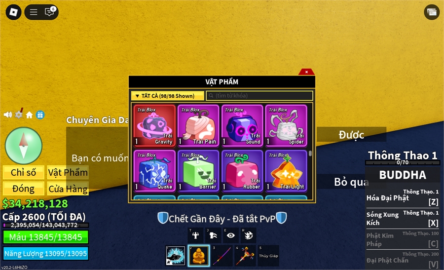  - 6 quả đỏ max level