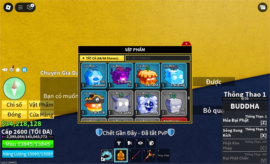  - 6 quả đỏ max level