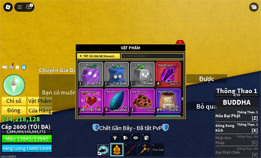  - 6 quả đỏ max level