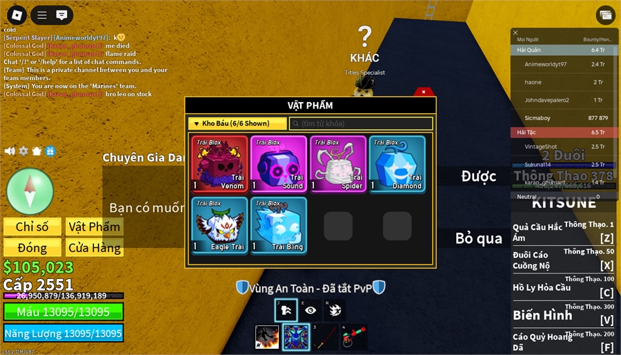  - đang dùng trái kitsune