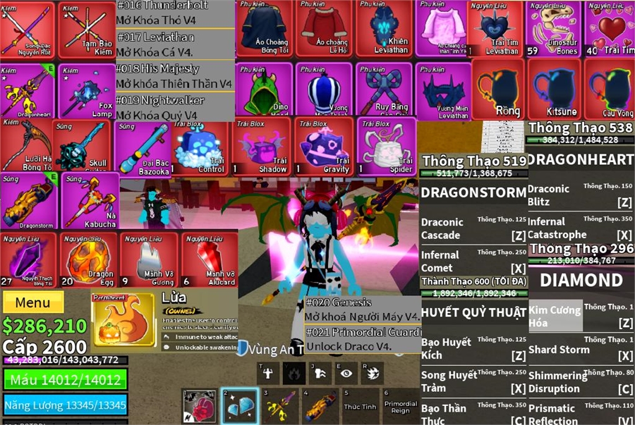  - song đao tam kiếm dragon heart foxlamp mỏ neo lưỡi hái dao găm guitar dragon storm áo lễ hội áo bóng tối khiên leviathan 3 trái đỏ  7 tộc v4