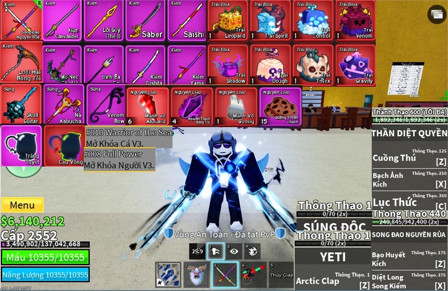  - song đao lưỡi hái,mỏ neo guitar,8 trái đỏ leopard t-rex rocket + quay vĩnh viễn