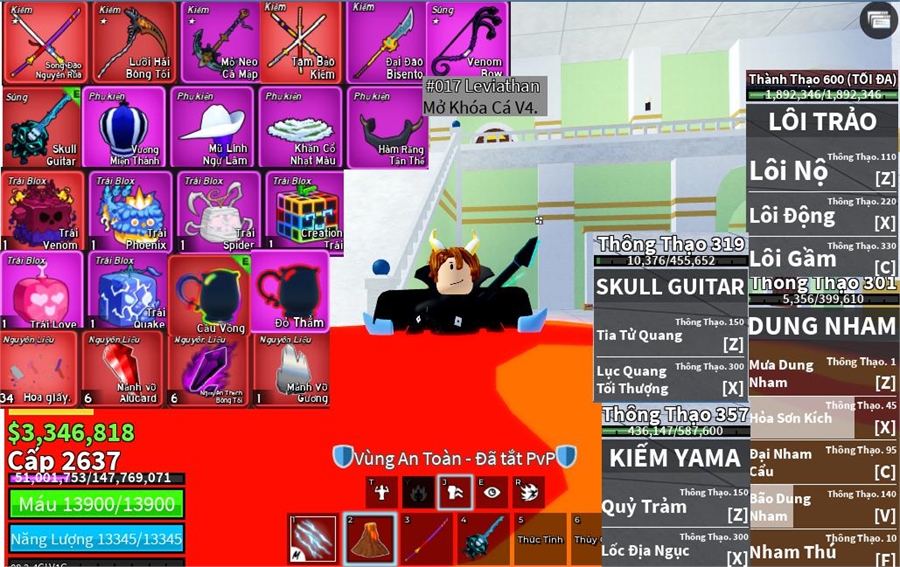  - song đao lưỡi hái mỏ neo tam kiếm guitar 1 trái đỏ cá v4